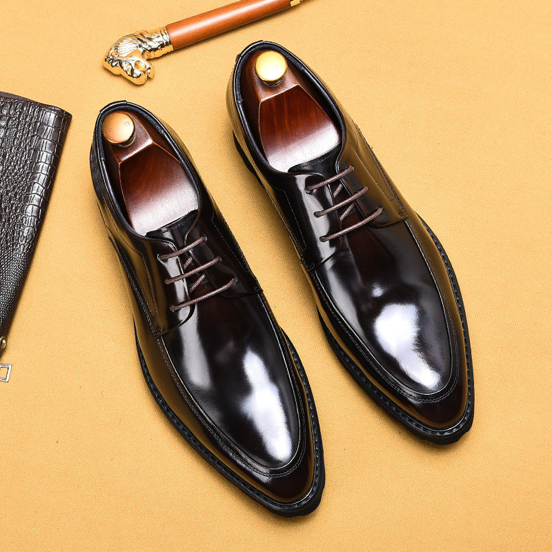 Men's Medium Bright Business Pointed Toe Platform Leather Shoes