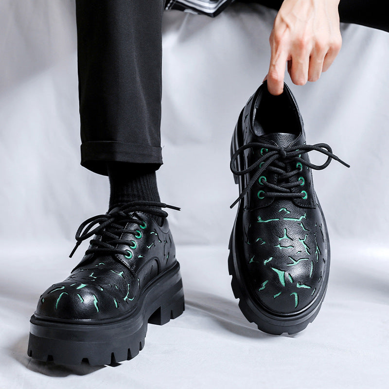 Men's Design Hair Stylist Retro Color Matching Leather Shoes