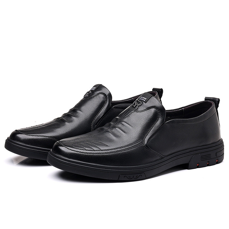 Men's Layer Cowhide Pumps Slip-on Genuine Soft Leather Shoes