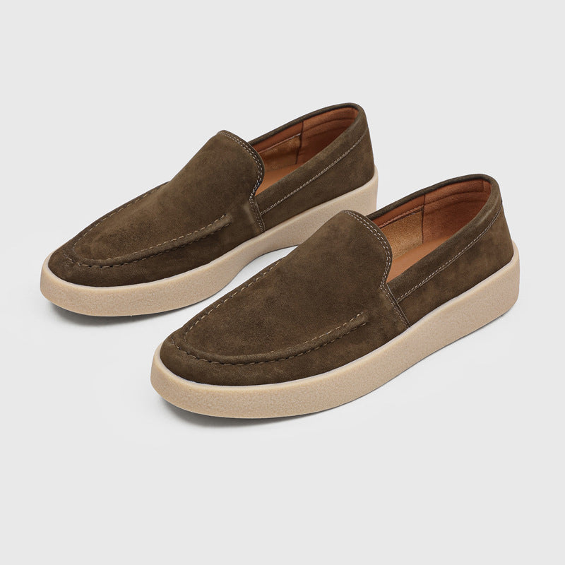 Men's Commuter British Style Slip-on Lazy Lightweight Old Money Men's Casual Leather Shoes