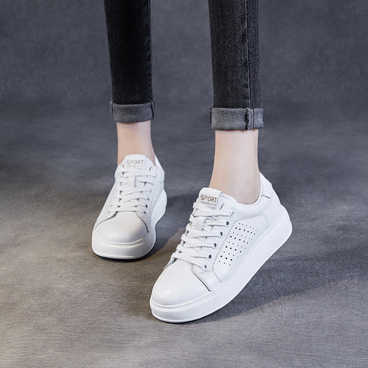 Women's White Genuine Fashionable Hollow Breathable Comfortable Casual Shoes