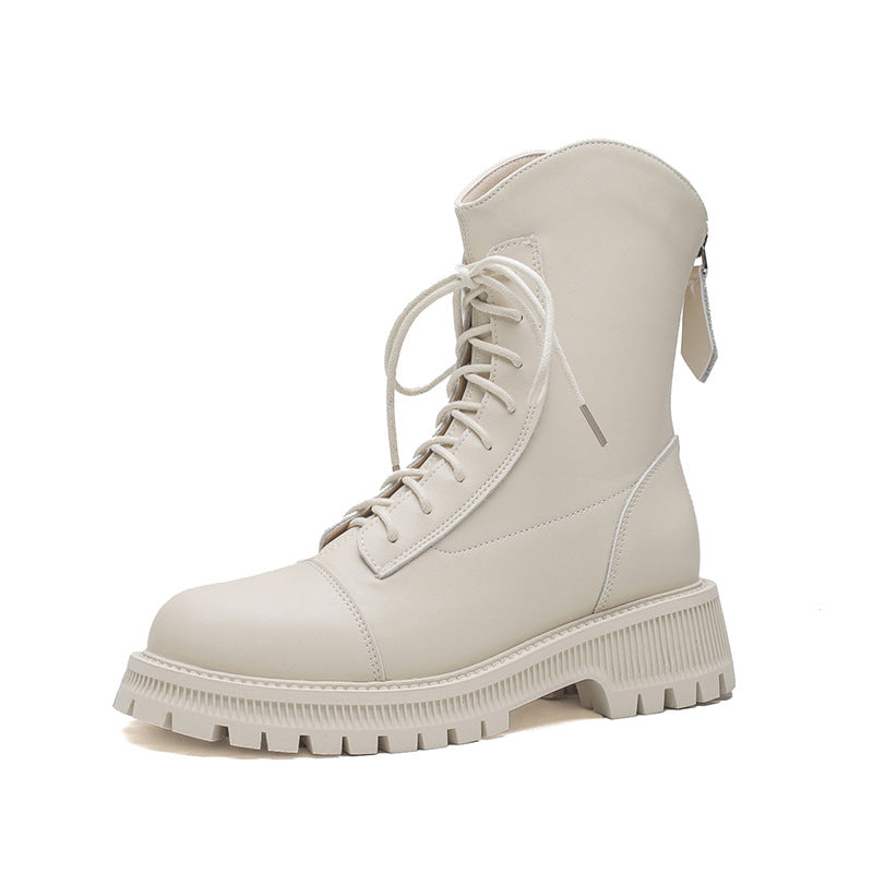 Women's Martin Thick-soled Ankle Female Beige Elegant British Boots