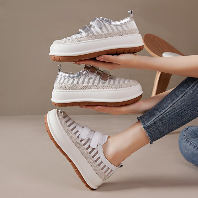 Women's White Mesh Breathable Summer Korean Style Casual Shoes