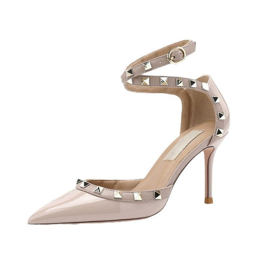 Women's Summer Patent Stilettos Low-cut Hollow Versatile Sandals