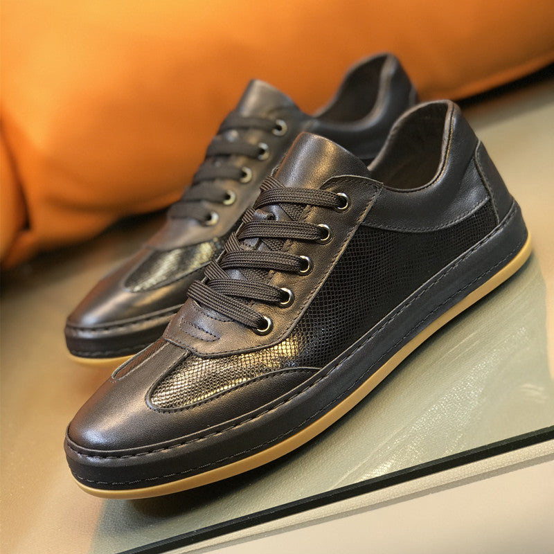 Men's Black Genuine Trendy Board Green Fashion Sneakers