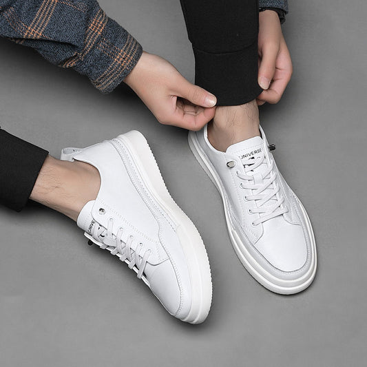 Men's Cowhide Soft Slip-on Sports Trendy Board Sneakers