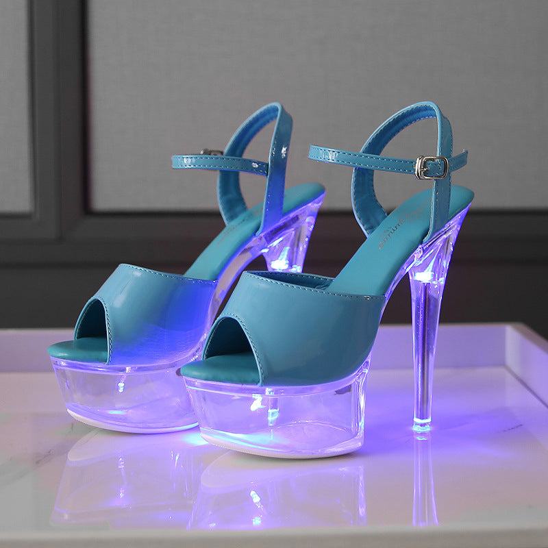 Women's High Nightclub Luminous Catwalk Pole Dance Heels