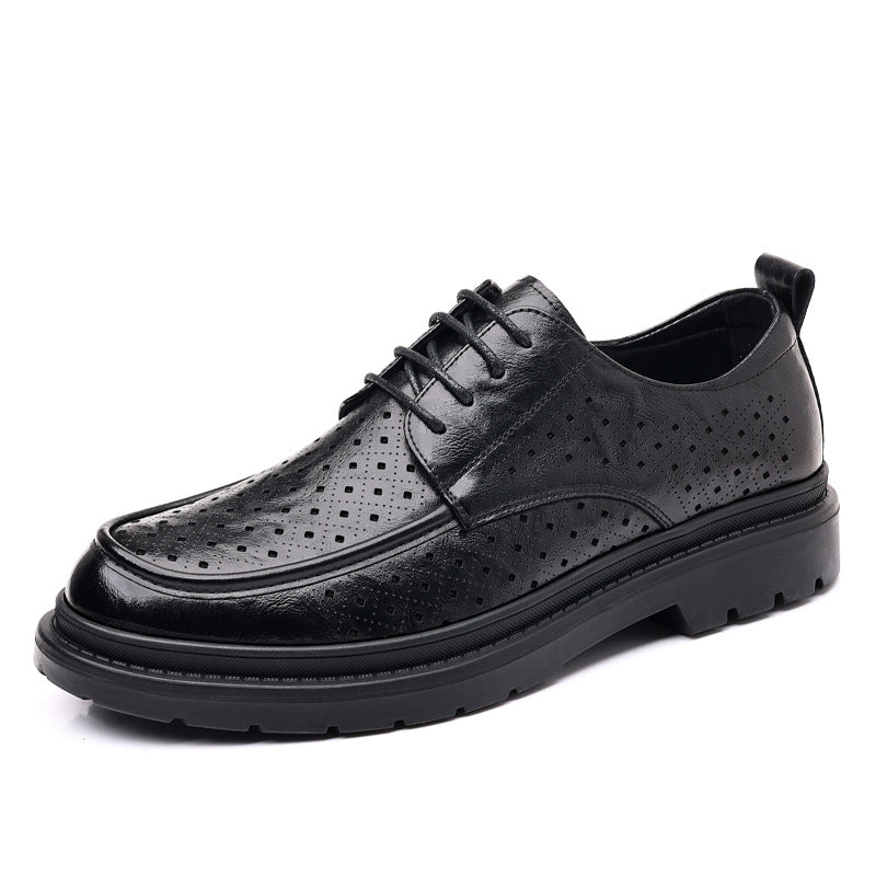 Men's Green Breathable Platform Soft Business Formal Men's Casual Leather Shoes
