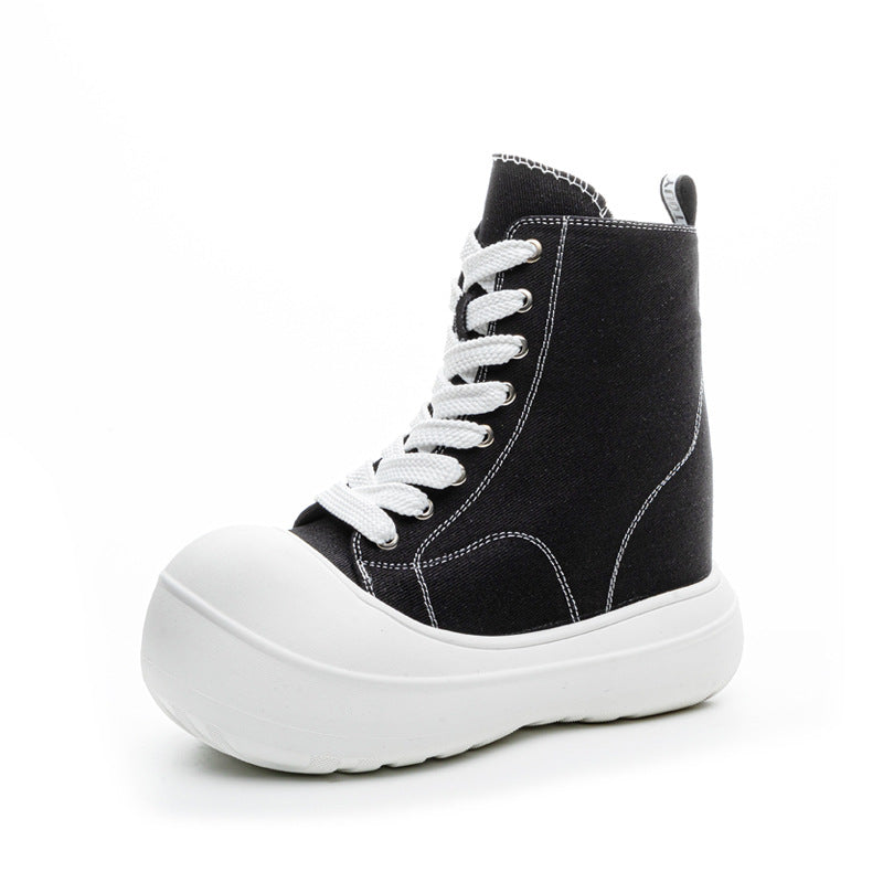 Women's Large Head Hidden Platform Board Side Canvas Shoes