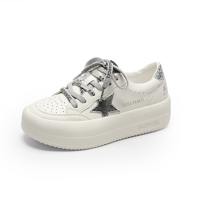 Women's Platform White Spring Genuine Breathable Comfortable Casual Shoes