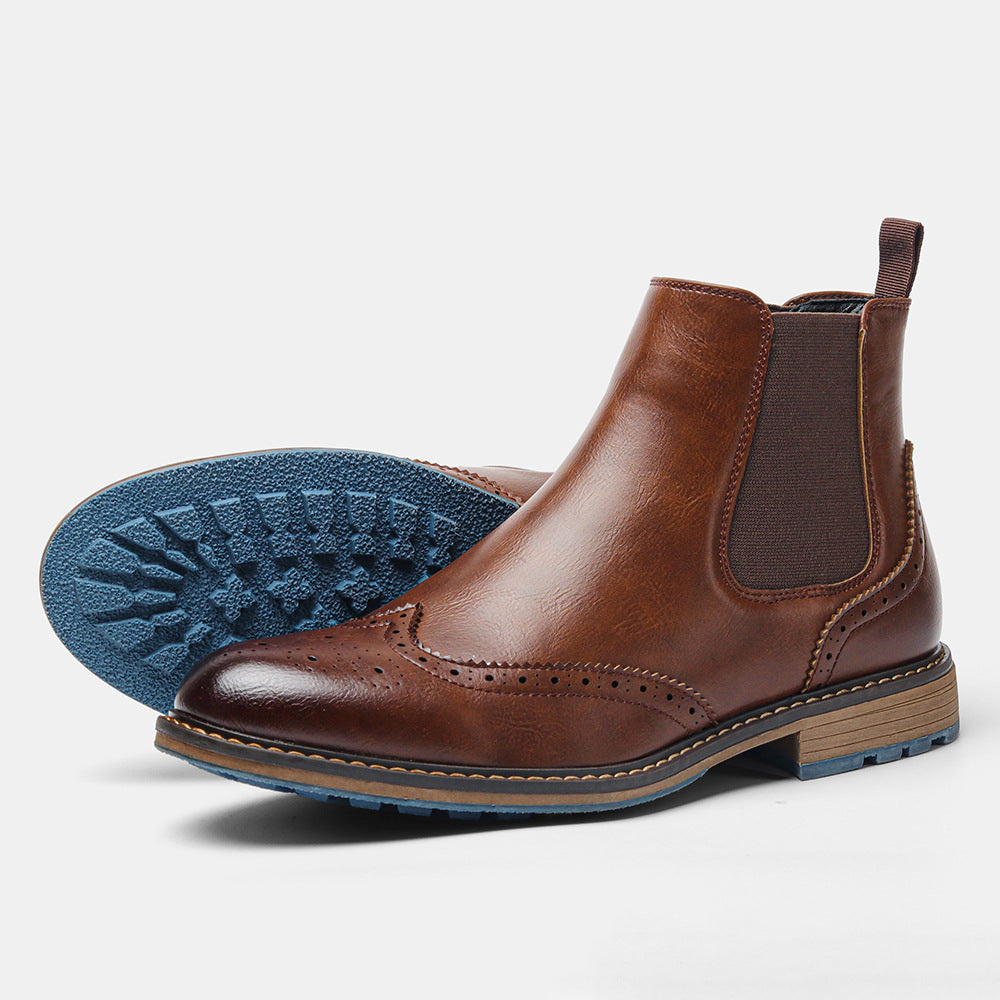 Men's Glamorous Chelsea Carved Brogue Vintage Boots