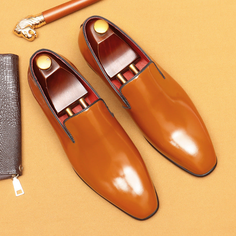 Men's Business Genuine Cattlehide Surface Patent Glossy Leather Shoes