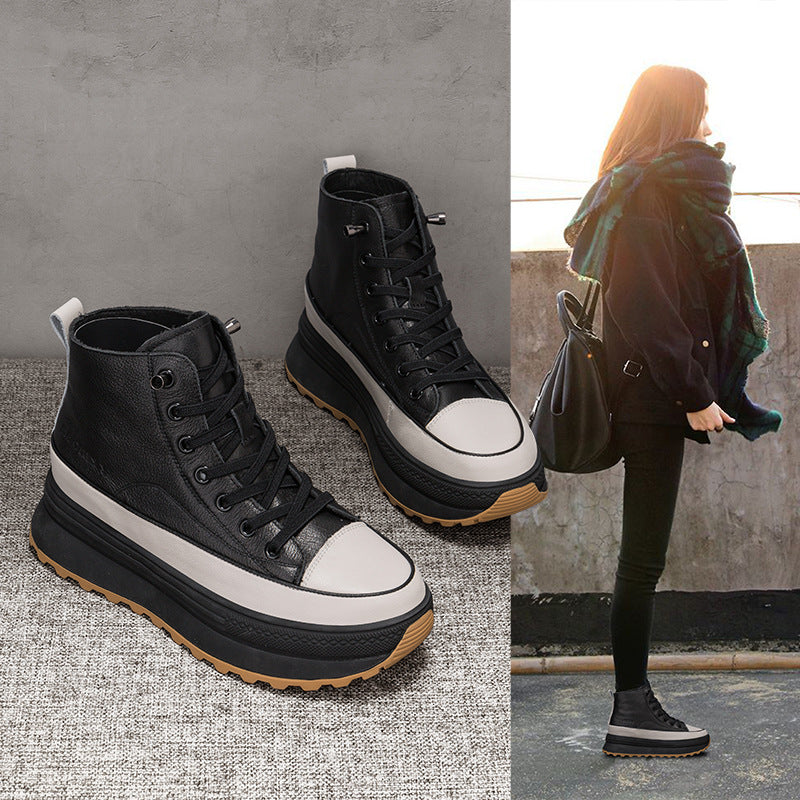 Women's Martin British Style Platform Trends Thin Boots