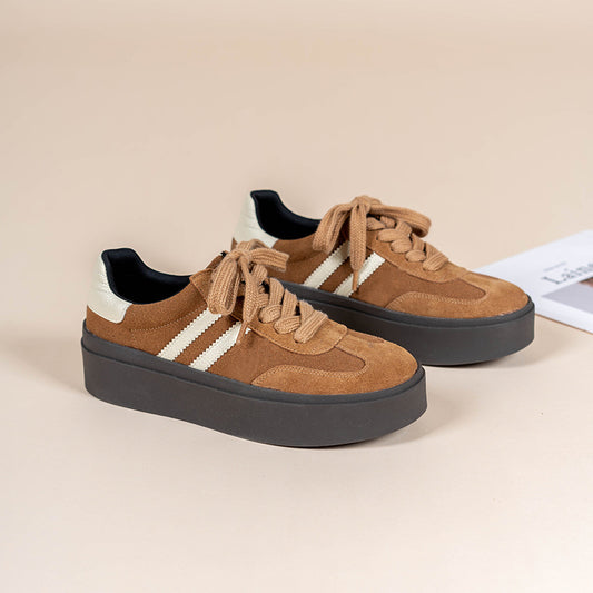 Women's Increasing White Color Matching Round Toe Casual Shoes