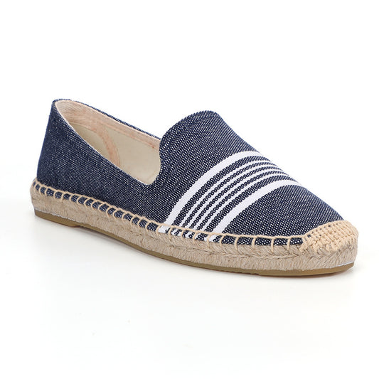 Women's Striped Breathable Hemp Bottom Fisherman Cotton Canvas Shoes