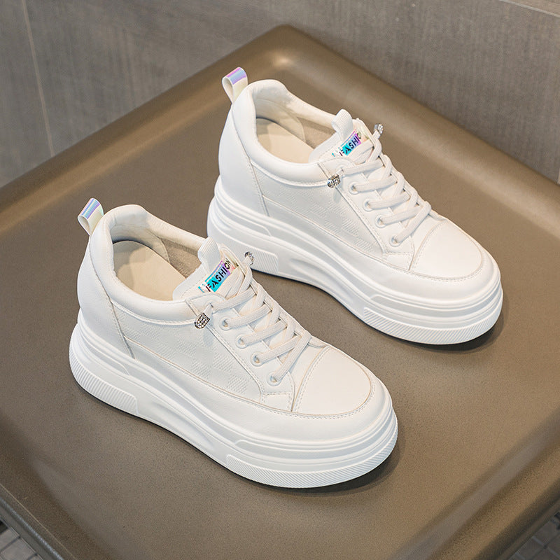 Women's Hidden Platform Korean Fashionable Popcorn White Heels