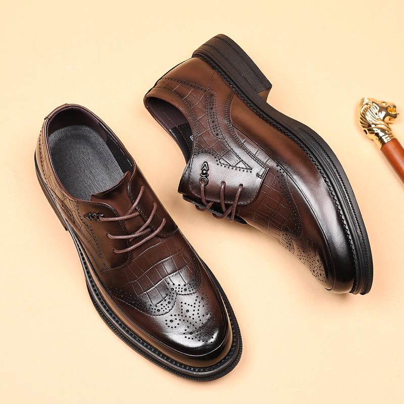 Men's Autumn First Layer Cowhide Formal Wear Wedding Men's Business Leather Shoes