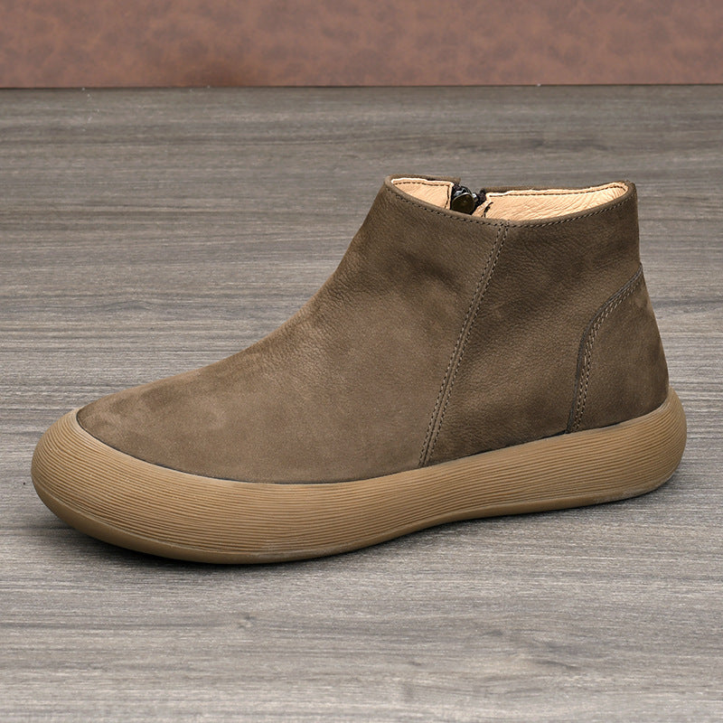 Layer Cowhide Cotton Retro Platform Single Lining Slip-on Men's Casual Leather Shoes