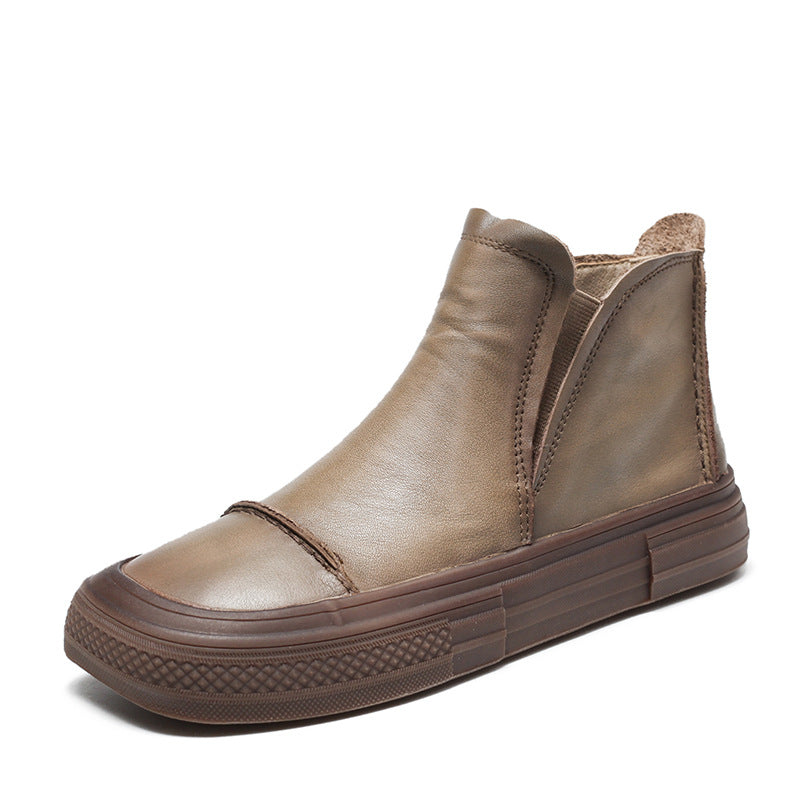 Short Retro Slip-on Flat Knight Low Boots