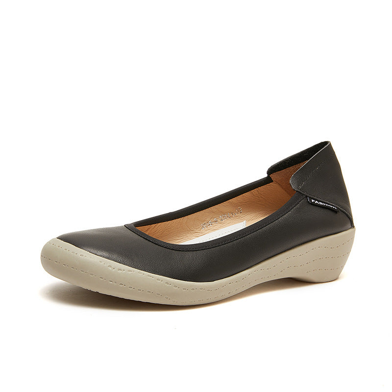 Women's Genuine Shallow Mouth Pumps Wedge Height Casual Shoes