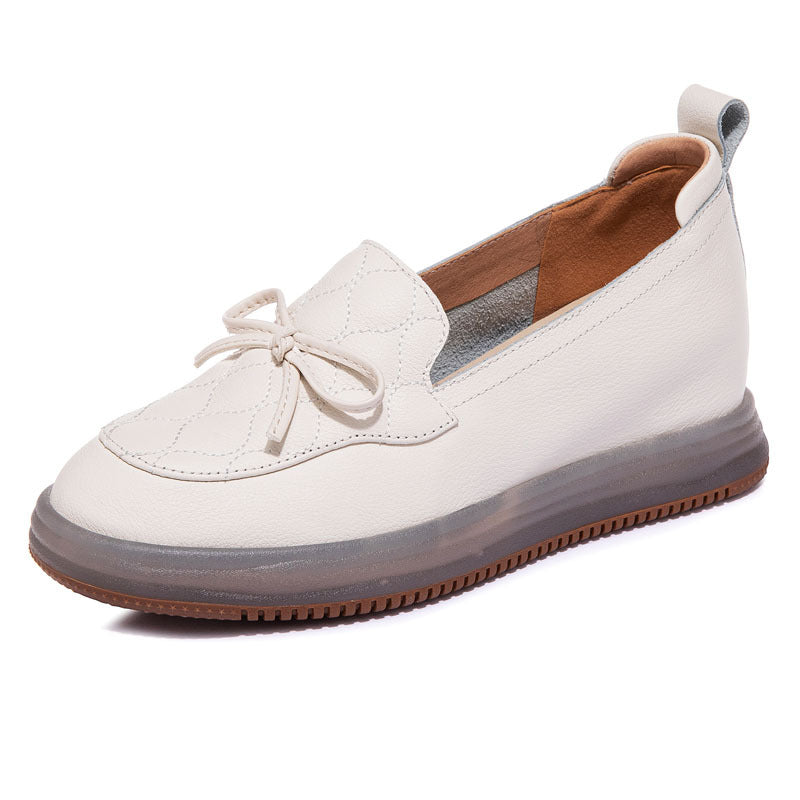 Women's Layer Cowhide Easy Wear Sports Platform Muffin Height Casual Shoes