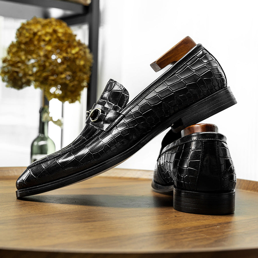Men's Business Formal Wear Korean Pointed Cowhide Leather Shoes