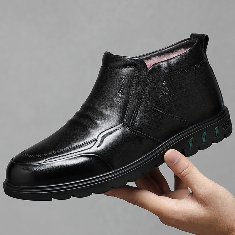 Men's Winter First Layer Cowhide Cotton Thickened Real Men's Shoes