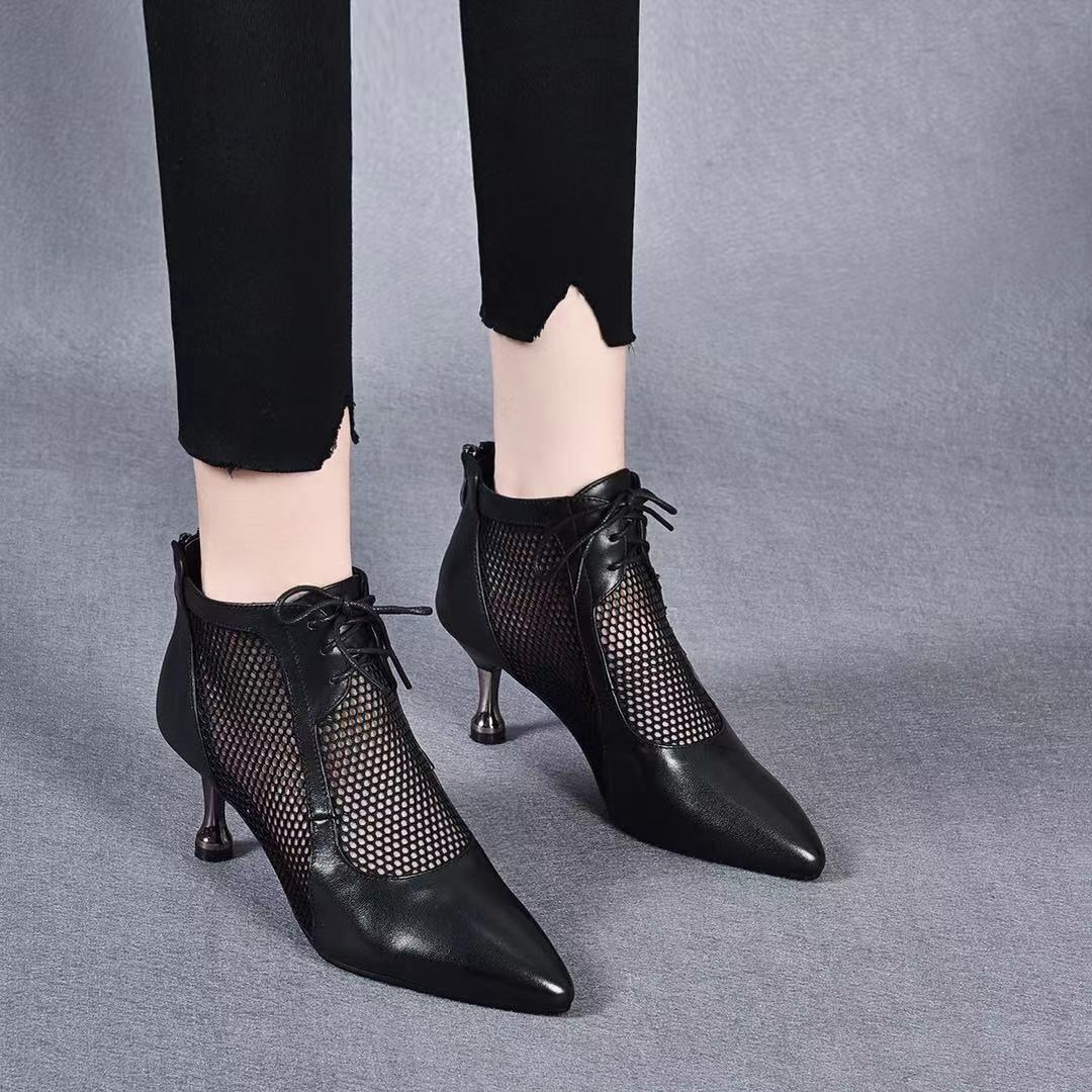 Women's Mesh Hollow Booties Genuine Martin Thin Sandals