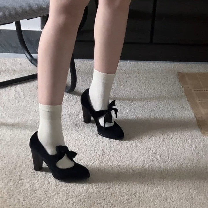 Women's Round Toe Low-cut Chunky High Outer Wear Temperament With Women's Fashion Shoes