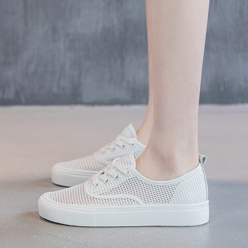 Women's Surface White Sports Summer Breathable Flat Sneakers