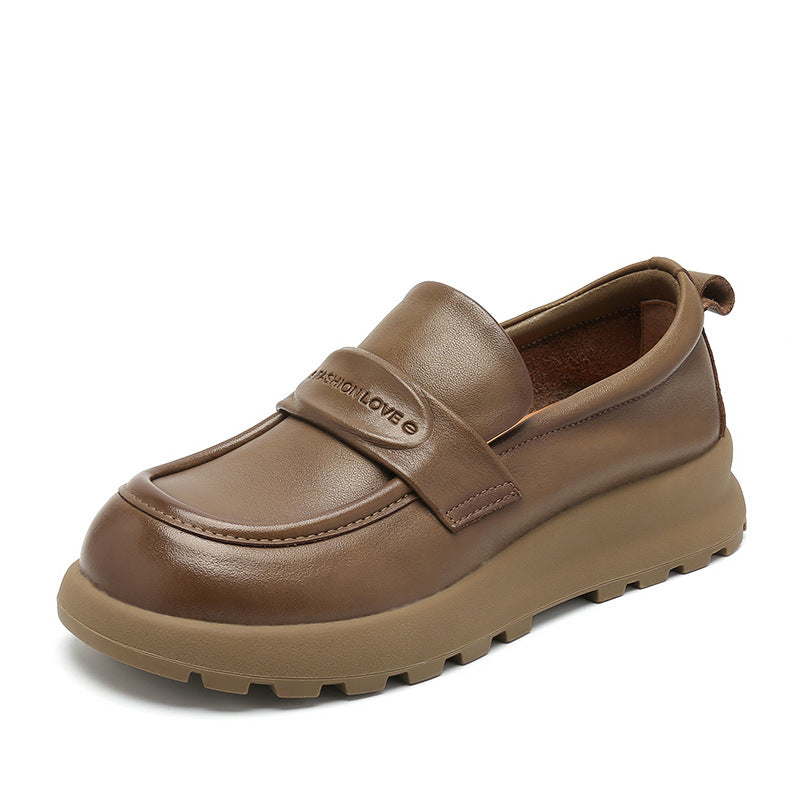 Women's British Style Authentic Platform One Pedal Comfortable Loafers