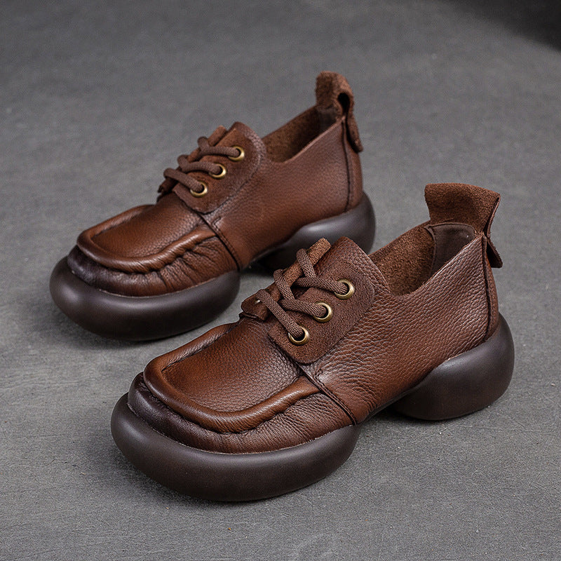 Women's Shu Autumn First Layer Cowhide Front Casual Shoes