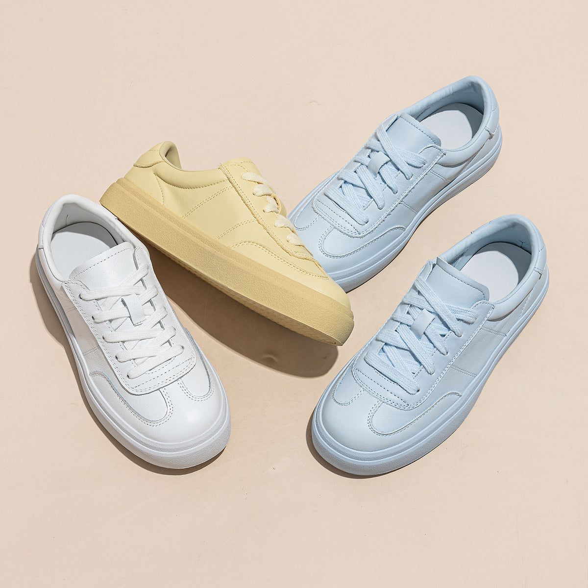 Women's White For Summer Flat Top Layer Cowhide Comfort Women's Casual Shoes