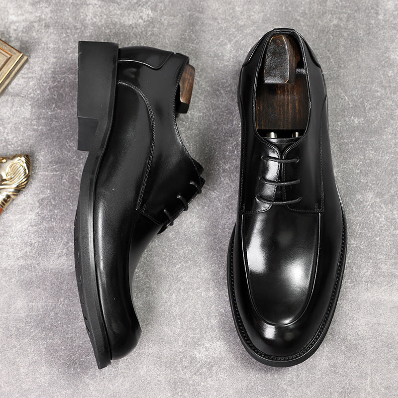 Men's Toe Round First Layer Cowhide Comfortable Leather Shoes