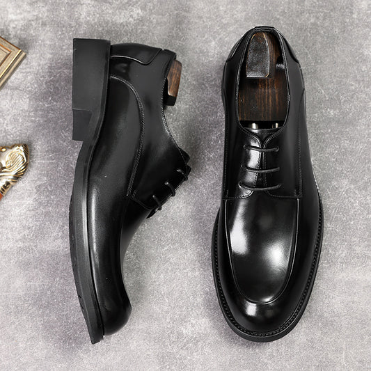 Men's Toe Round First Layer Cowhide Comfortable Leather Shoes