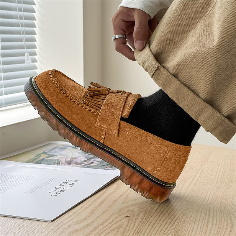 Men's Woven Tassel Slip-on Suede British Derby Boots