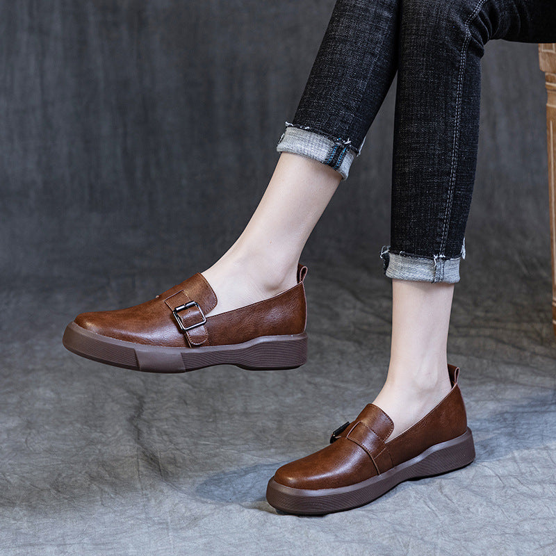 Women's British Style Plus Size Rubber Vintage Soft Loafers