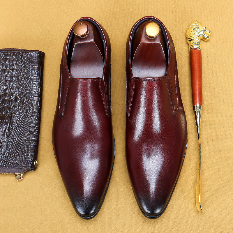 Men's First Layer Cowhide Breathable Wedding British Men's Business Leather Shoes