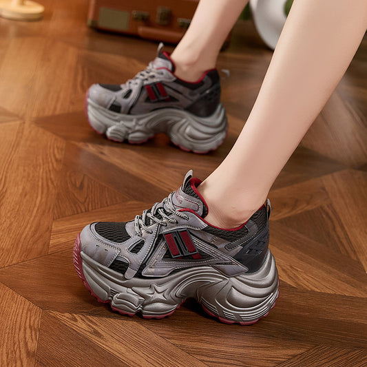 Women's Platform Dad Breathable Mesh Height Increasing Sneakers