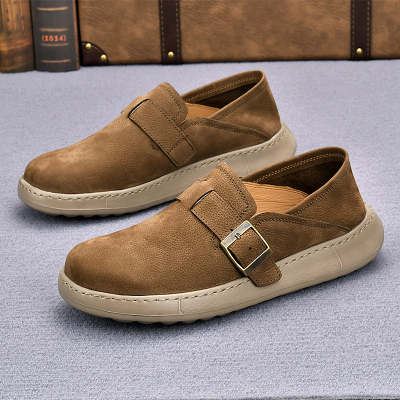 Men's Spring Cow British Style Slip-on Retro Casual Shoes
