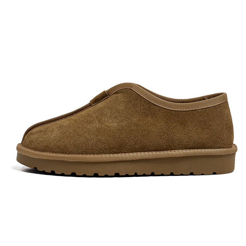 Men's Cotton Winter Lazy Cow Suede One Pedal Snow Boots