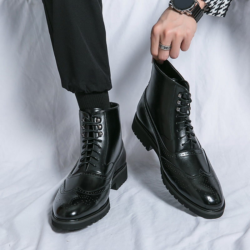 Cool Men's Plus Size Brushed Brogue Boots