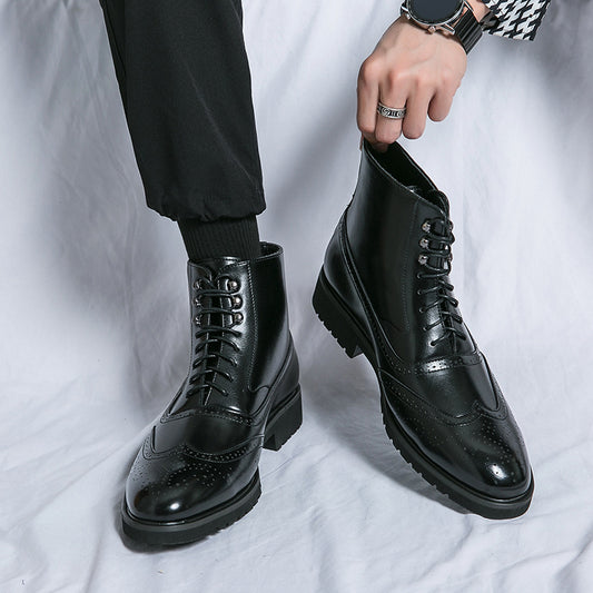 Cool Men's Plus Size Brushed Brogue Boots