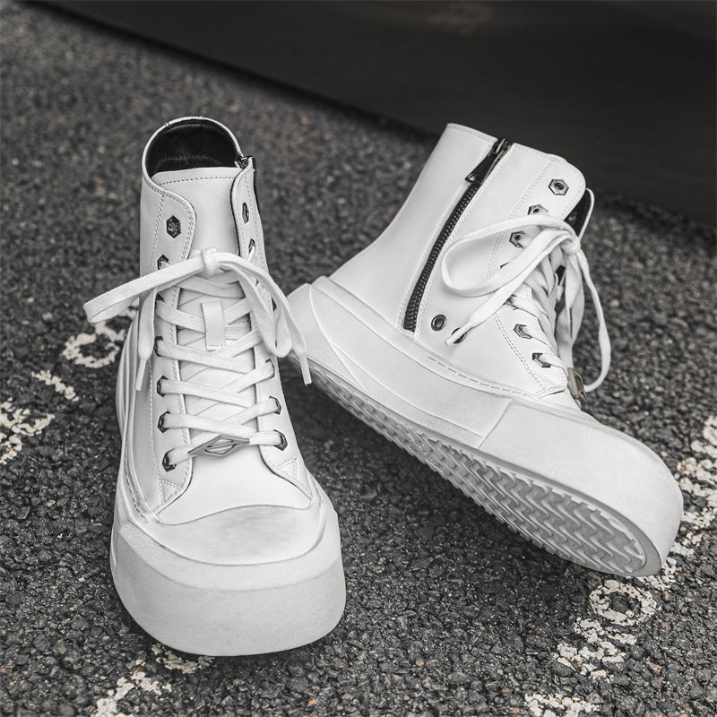 Women's & Men's Increased Old White Couple Derby Canvas Shoes
