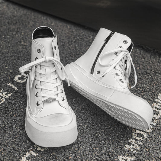 Women's & Men's Increased Old White Couple Derby Canvas Shoes