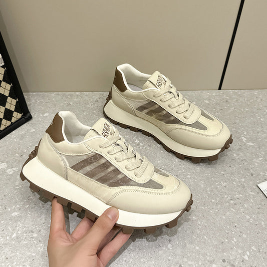 Women's White For Dad Versatile Hidden Platform Sneakers