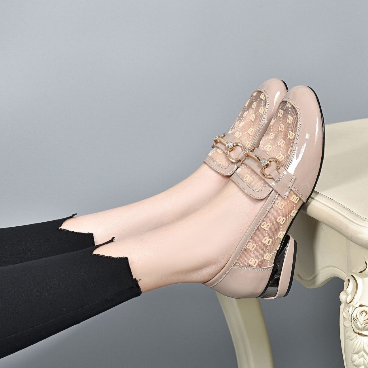 Women's Genuine Patent Low Thin Pumps Summer Casual Shoes
