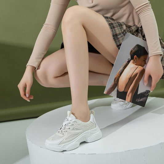 Women's Toe Dad Lightweight Mesh Surface Breathable Sports Sneakers