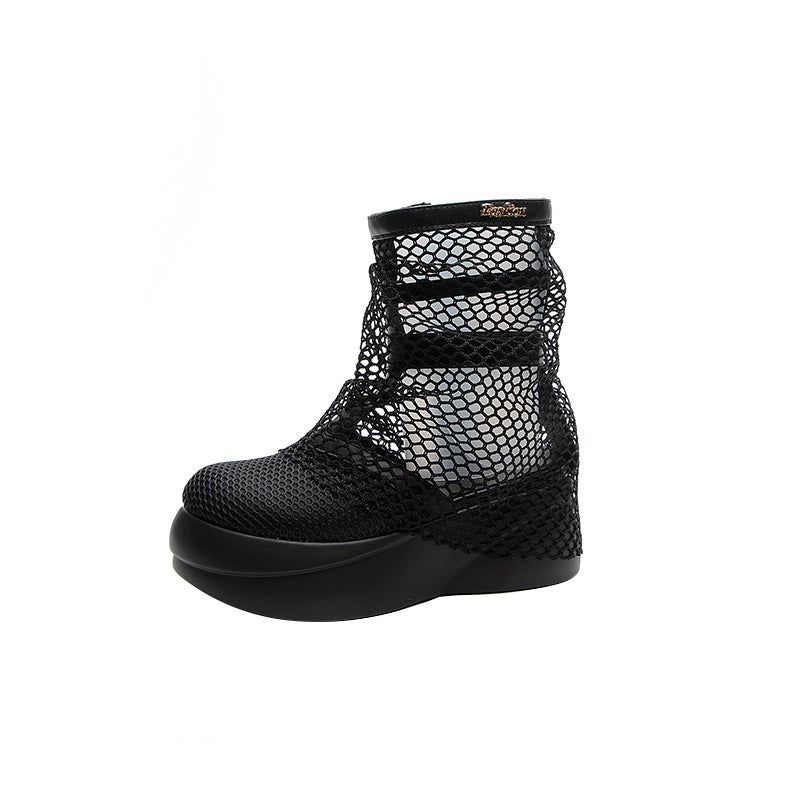 Women's Thick-soled White Skinny Western Style Small Boots