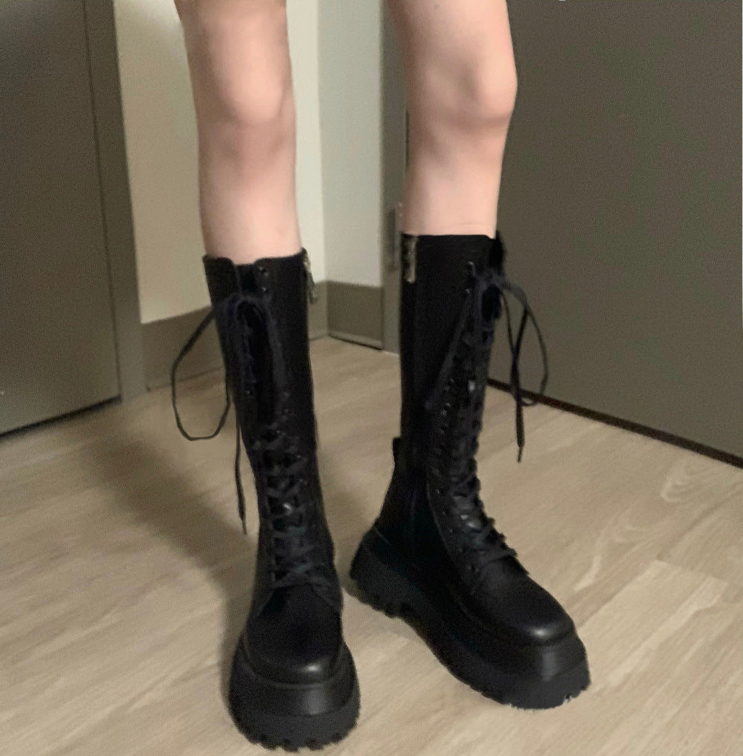 Zip Genuine Thick Bottom Martin Long Female Boots